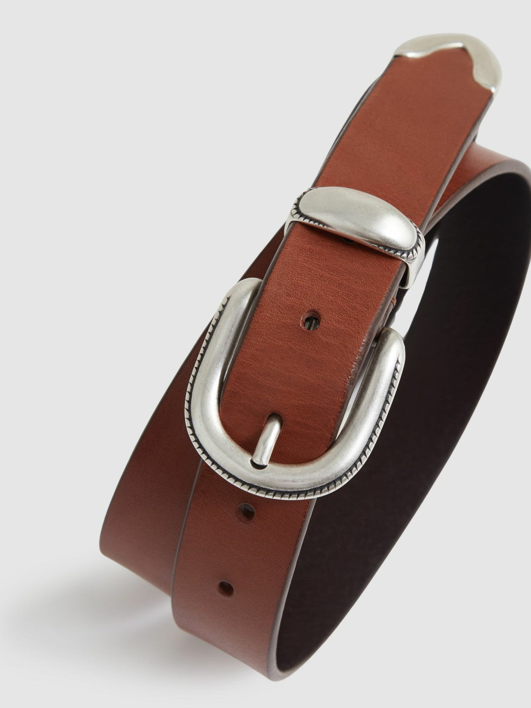Leather Western Belt in Tan Brown | Reiss Men Premium