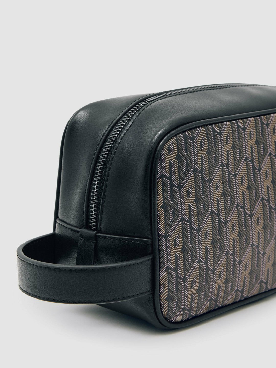 Coated Canvas Monogram Wash Bag in Grey Multi | Reiss Men Popular