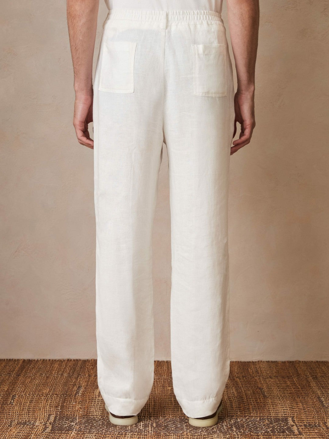 | Ché Linen Wide-Leg Trousers in White | Reiss Men Exclusive