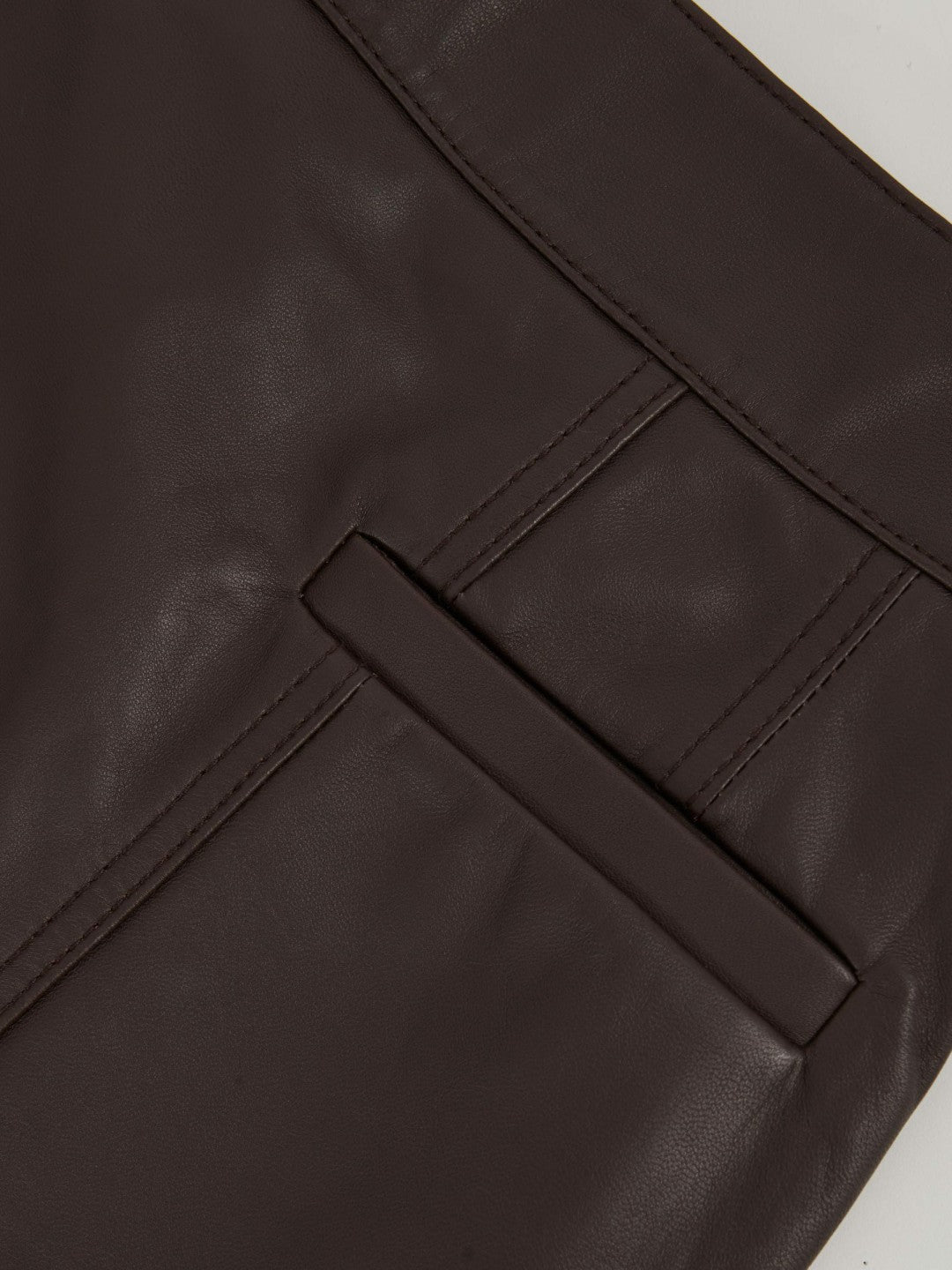 Leather Welt-Pocket Mini Skirt in Burgundy | Reiss Women Premium