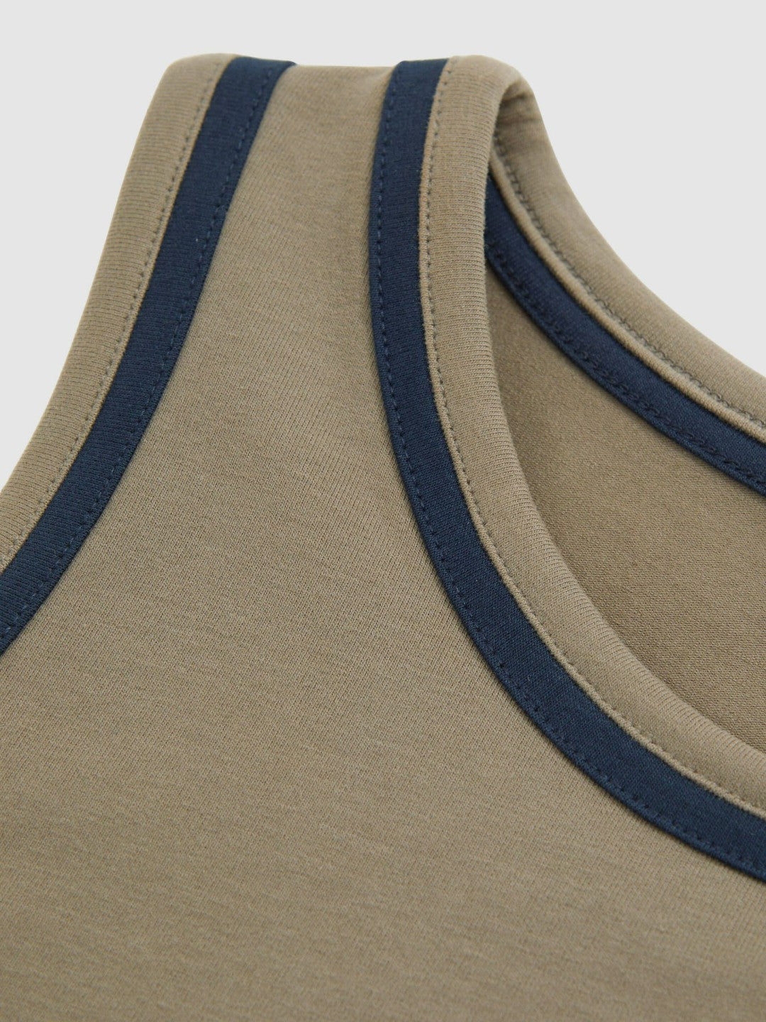 Stretch-Cotton Jersey Tipped Vest in Khaki Green/Navy | Reiss Women Recommended