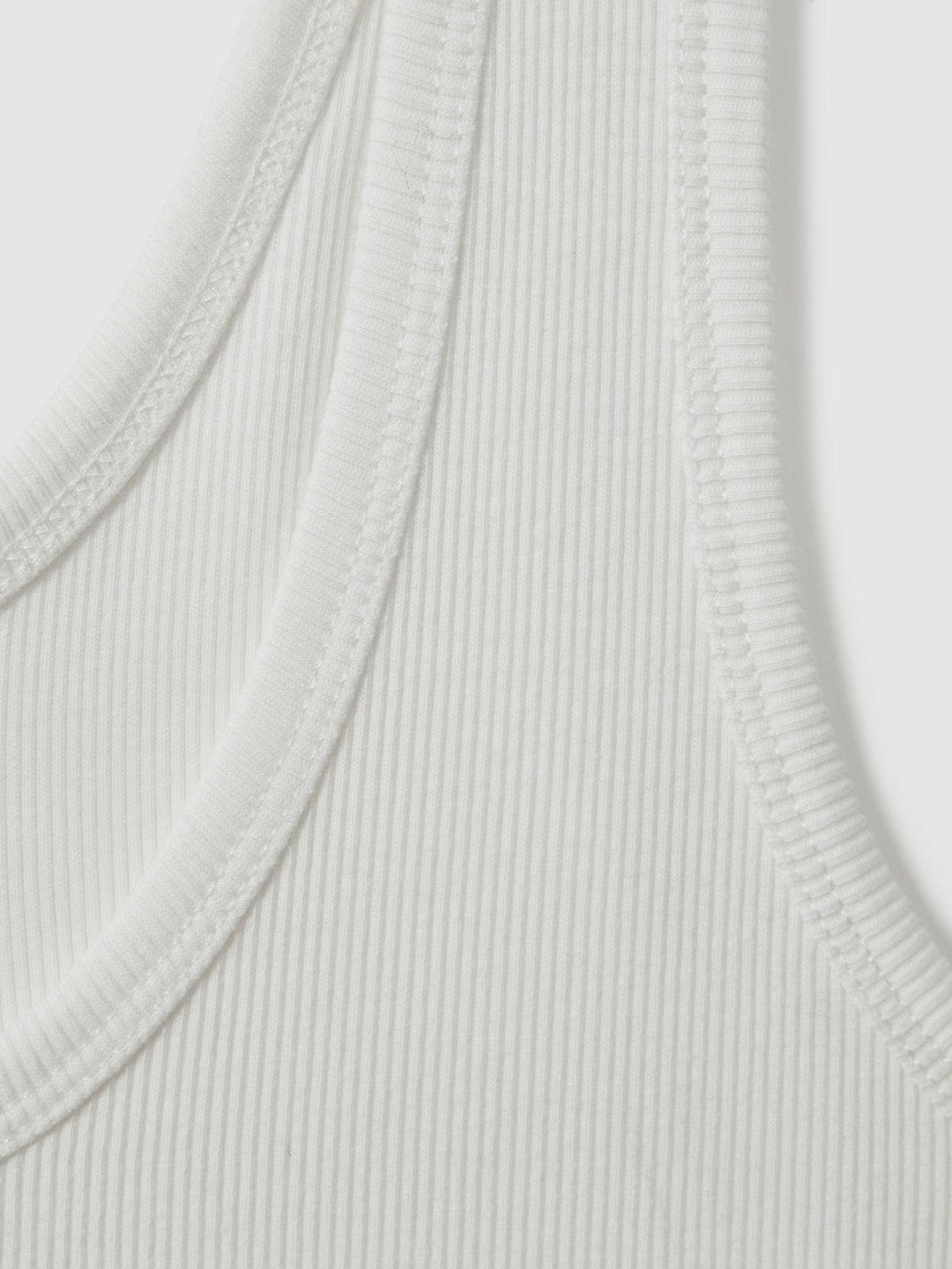 Stretch-Cotton Ribbed Vest in White | Reiss Women Exclusive