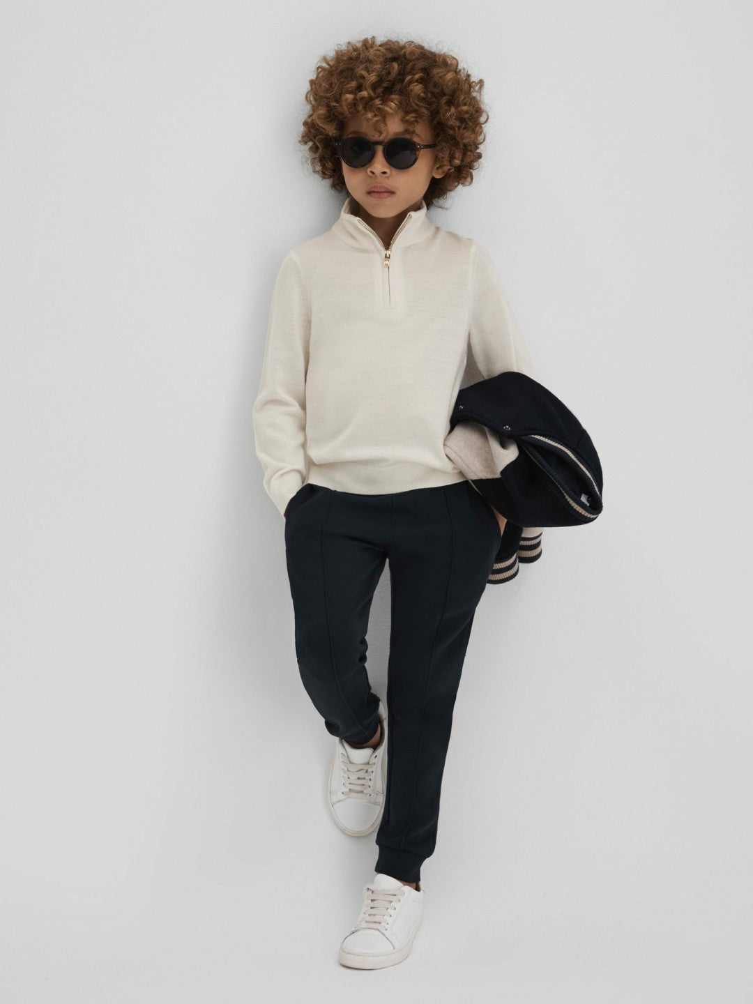 3-9 yrs Wool Half-Zip Funnel Neck Jumper in Snow | Reiss Children & Baby Featured