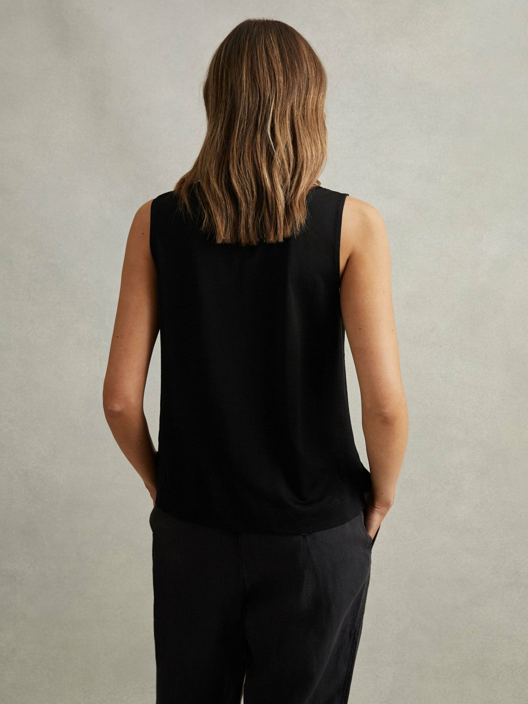 V-Neck Shell Top in Black | Reiss Women Trending