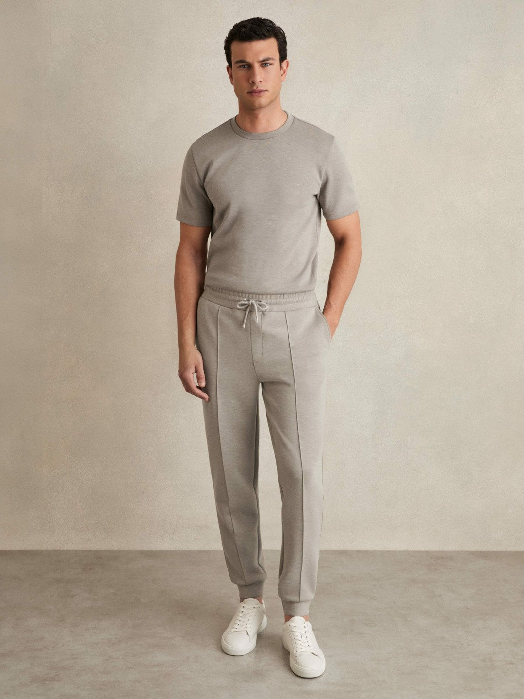 Drawstring Jersey Joggers in Taupe | Reiss Men Popular