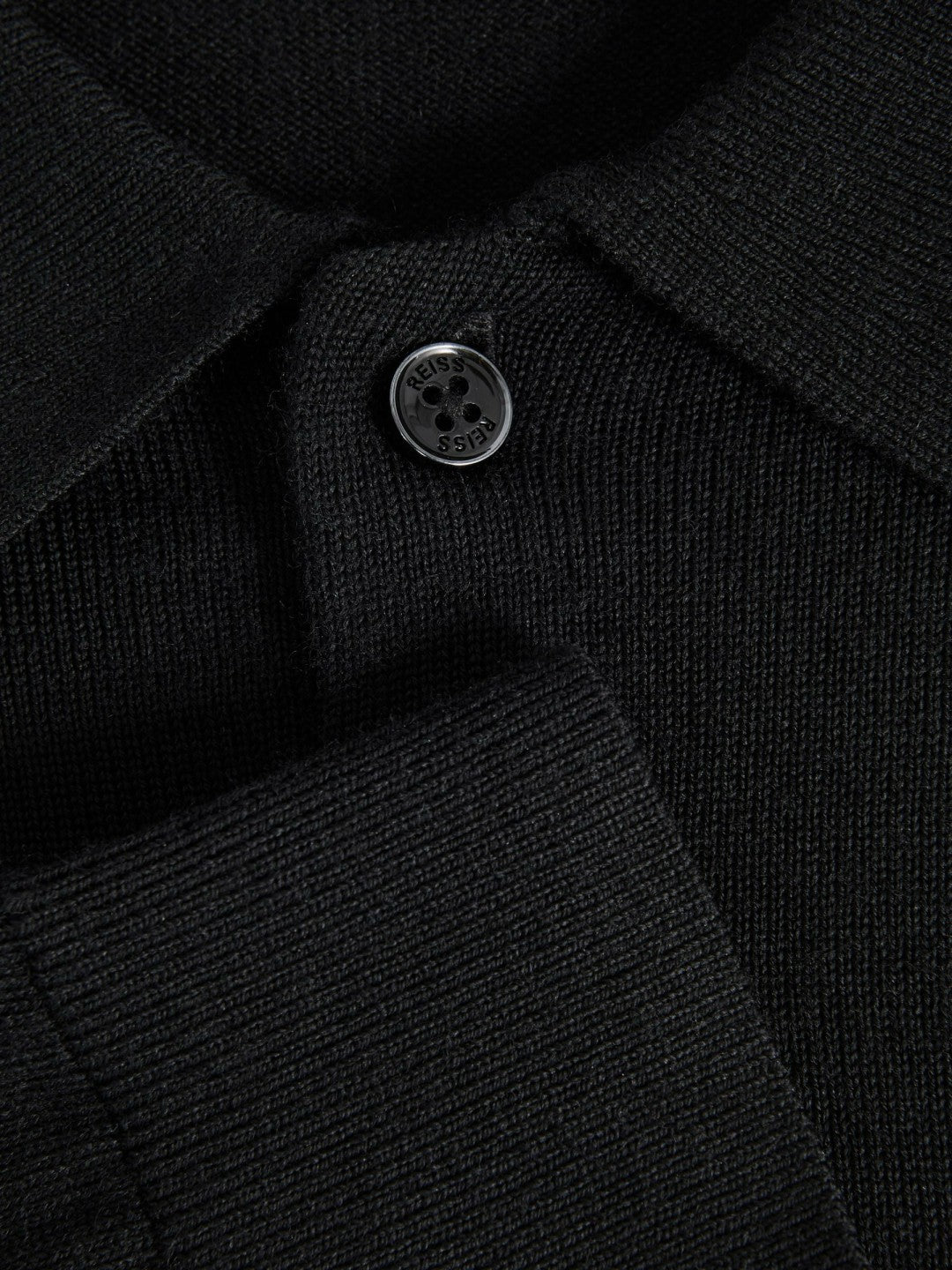 Merino Wool Polo Shirt in Black | Reiss Men Recommended