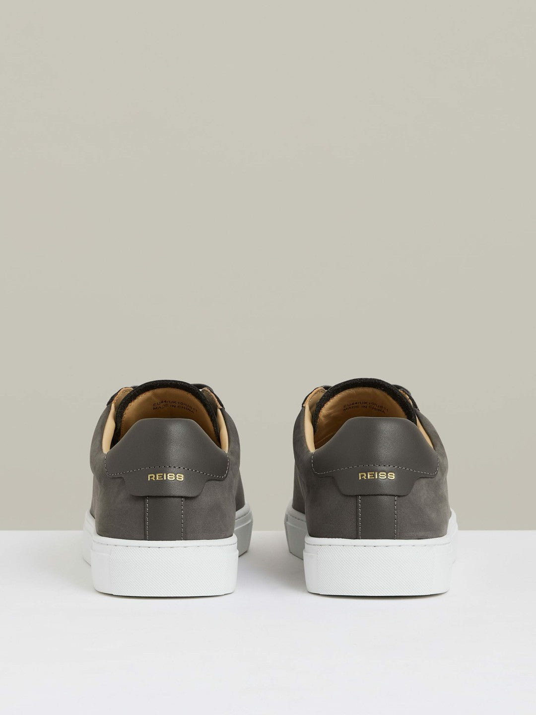 Nubuck Leather Low-Top Trainers in Grey | Reiss Men Popular