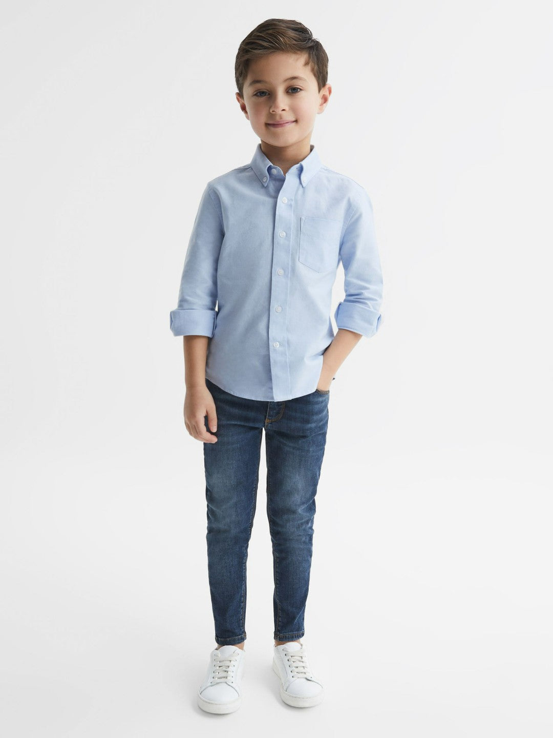 4-9 yrs Button Down Oxford Shirt in Soft Blue | Reiss Children & Baby Premium