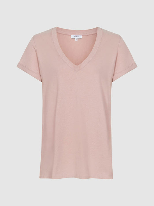 Cotton-Jersey V-Neck T-Shirt in Light Pink | Reiss Women Recommended