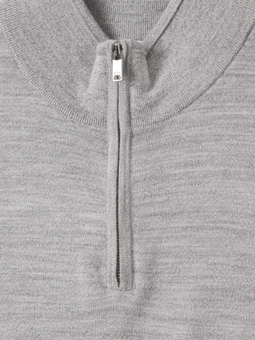 Merino Wool Half-Zip Jumper in Soft Grey Mouline | Reiss Men Premium