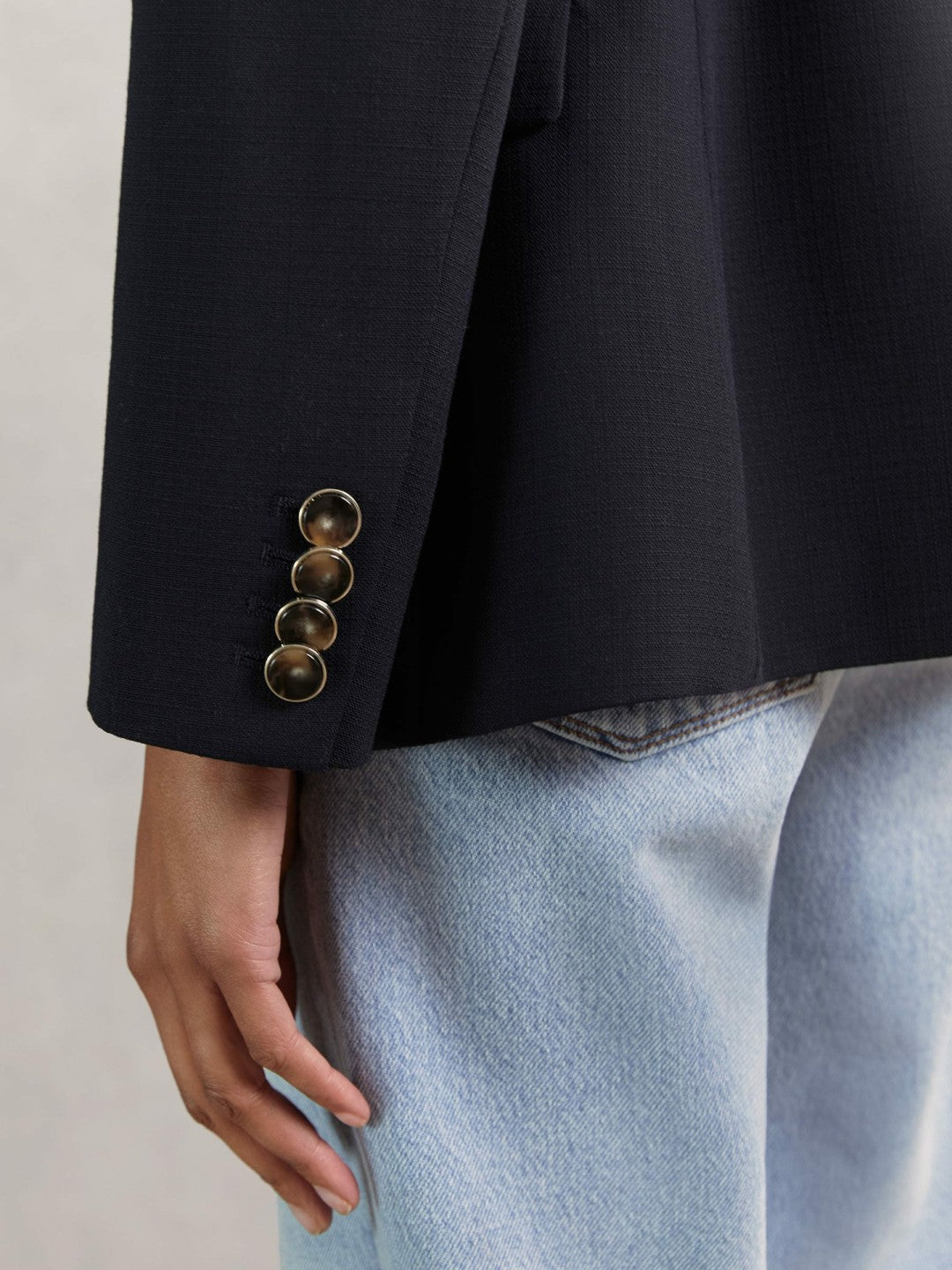 Wool-Blend Double-Breasted Blazer in Navy | Reiss Women Best Seller