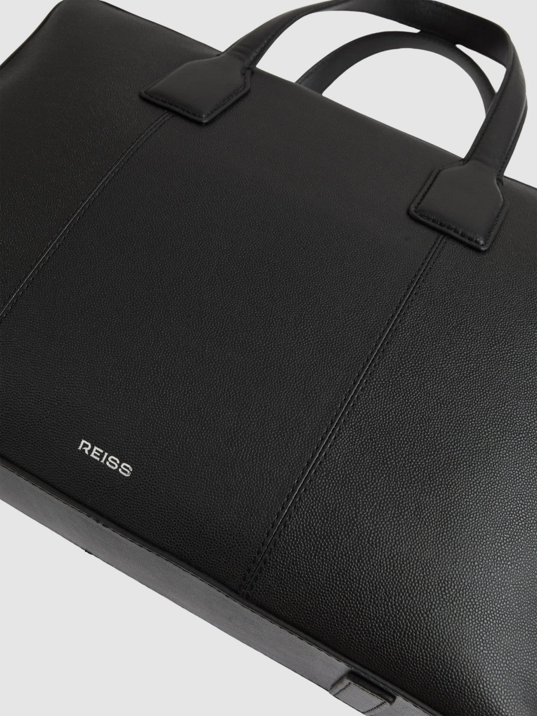 Micro-Grain Leather Briefcase in Black | Reiss Men Featured