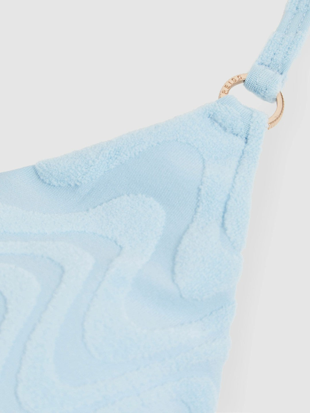 Textured Wave Triangle Bikini Top in Blue | Reiss Women Exclusive
