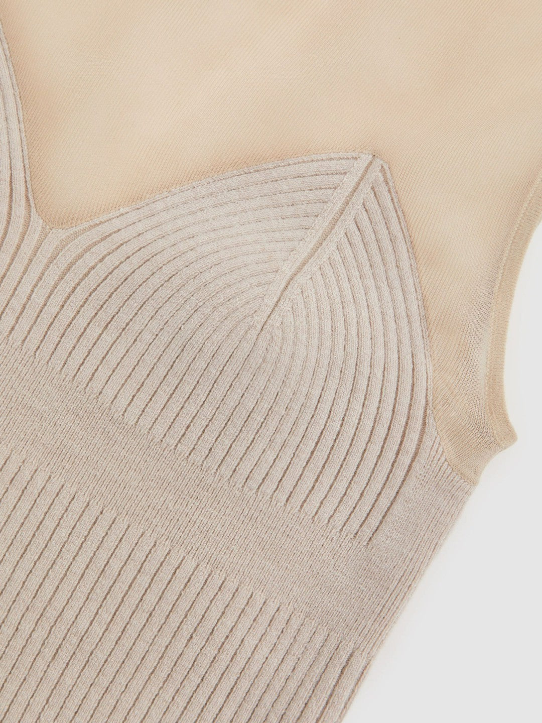 Mesh Rib-Knit Sweetheart Vest in Pink Neutral | Reiss Women Trending
