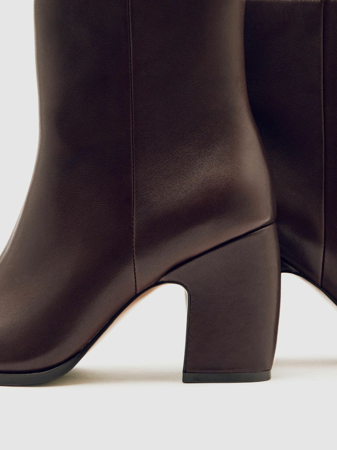 Leather Blocked Heel Ankle Boots in Oxblood | Reiss Women New