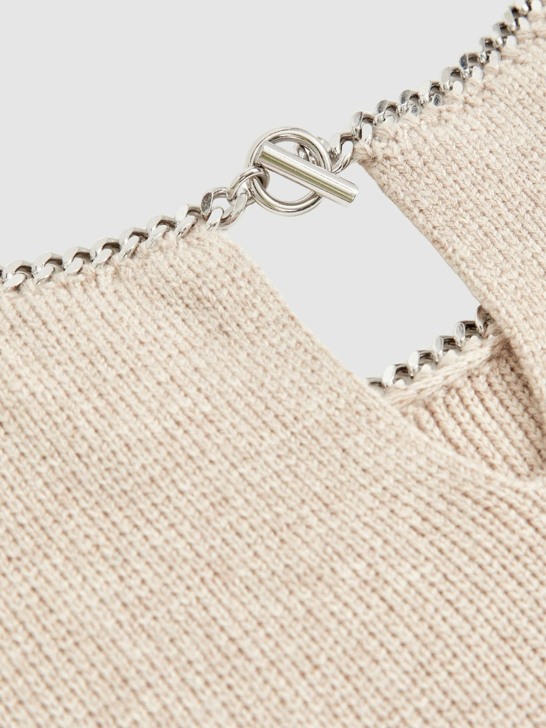 Wool-Blend Necklace-Trim Knitted Vest in Neutral | Reiss Women Premium