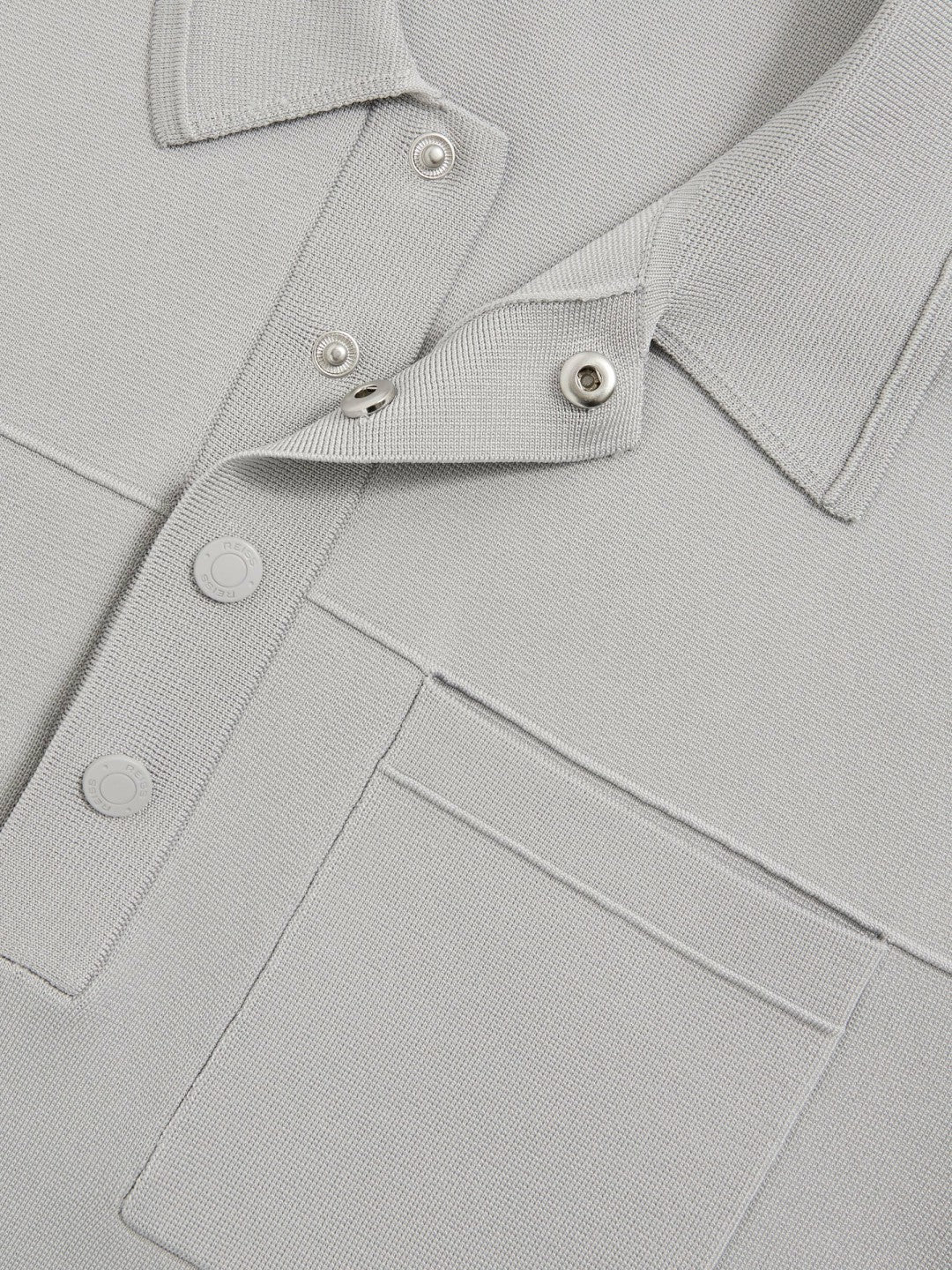 Press-Stud Seam-Detail Polo Shirt in Ice Grey | Reiss Men Exclusive