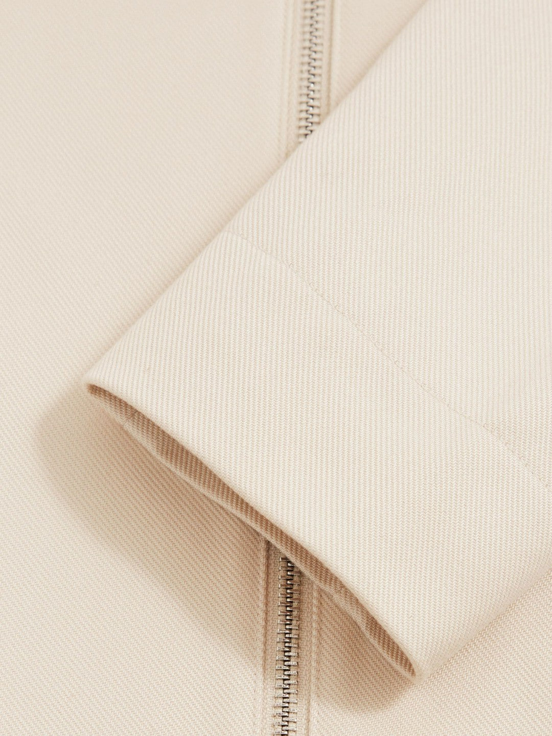 Lyocell-Cotton Zip-Through Twill Jacket in Ecru | Reiss Men Signature