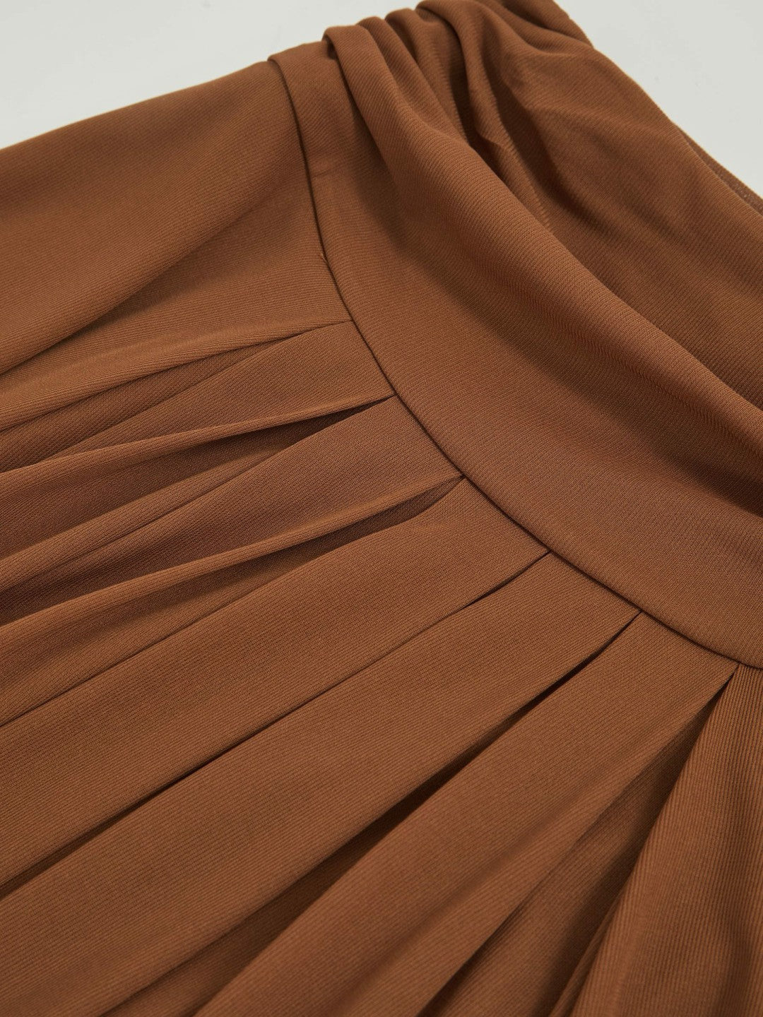 Jersey Ruched-Waist Maxi Skirt in Tan Brown | Reiss Women Exclusive