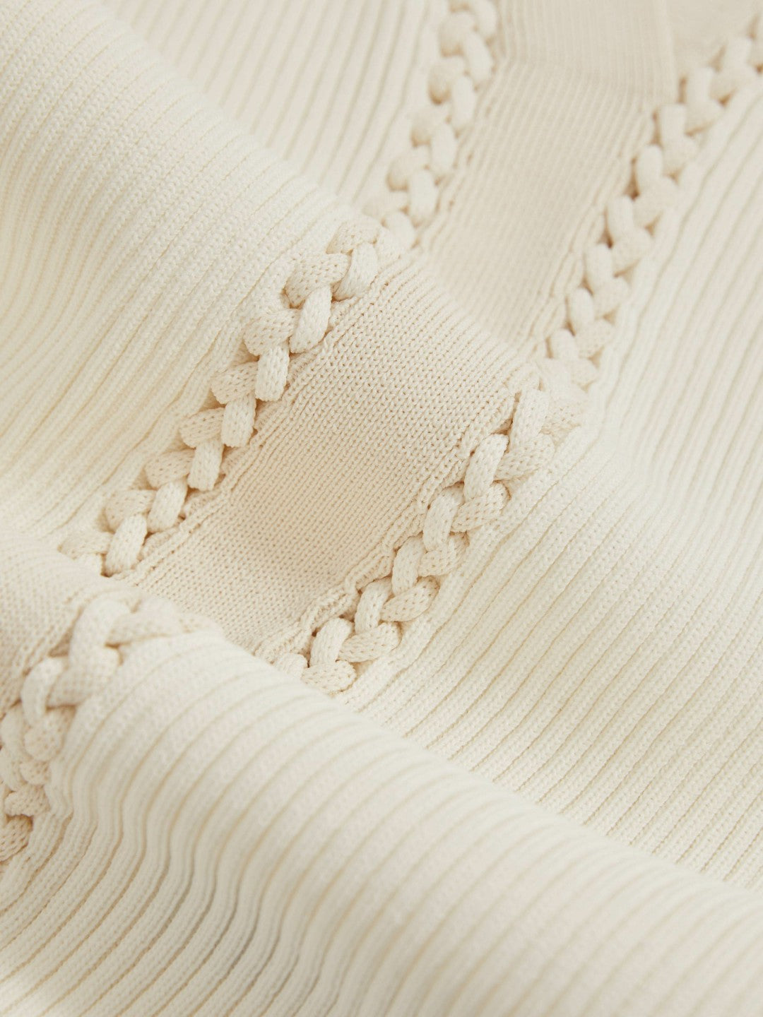 Craft-Stitch Rib-Knit Vest in Ivory/Ecru | Reiss Women Signature
