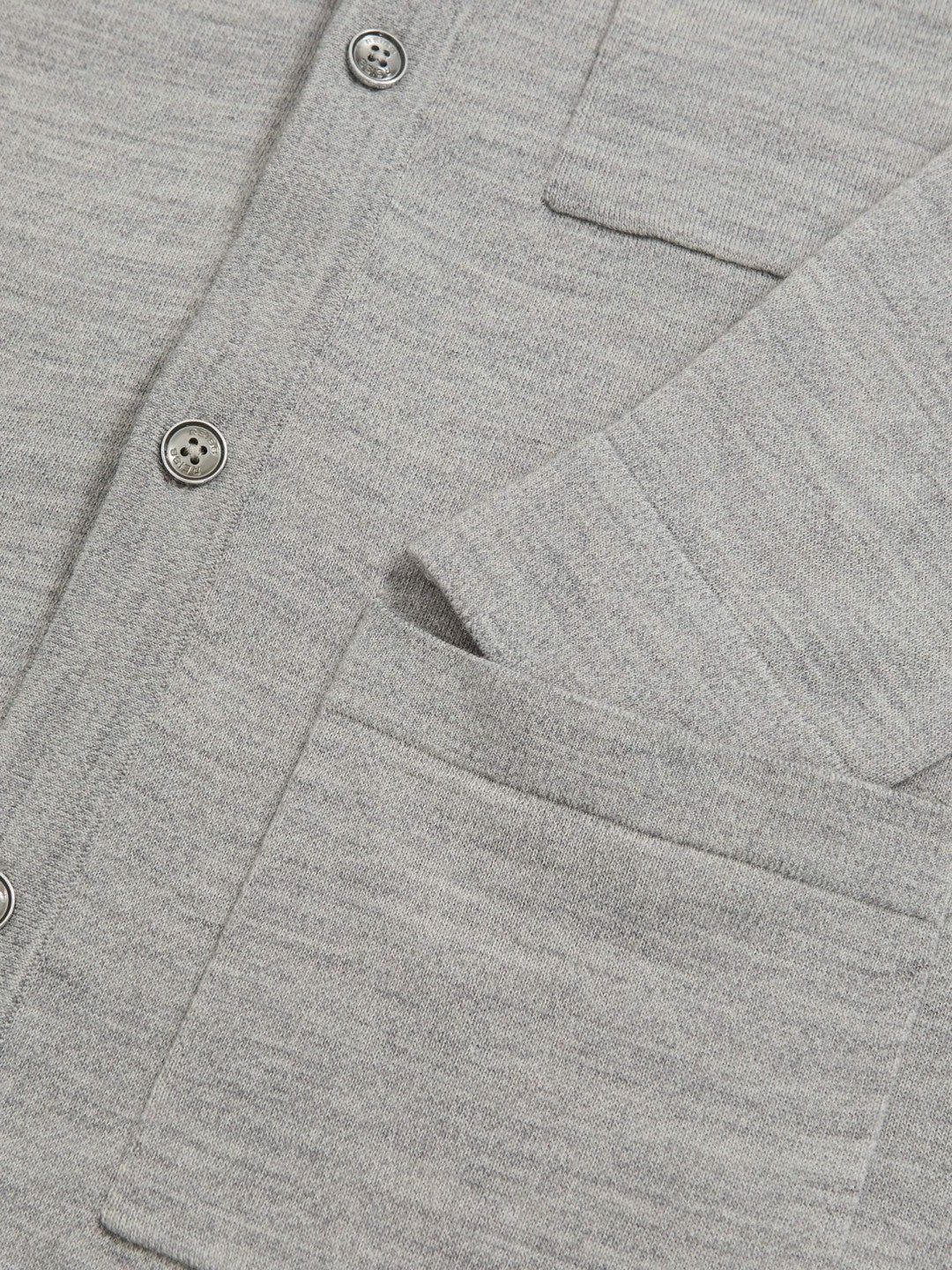 Merino Wool Button-Through Shirt in Soft Grey Mouline | Reiss Men Recommended