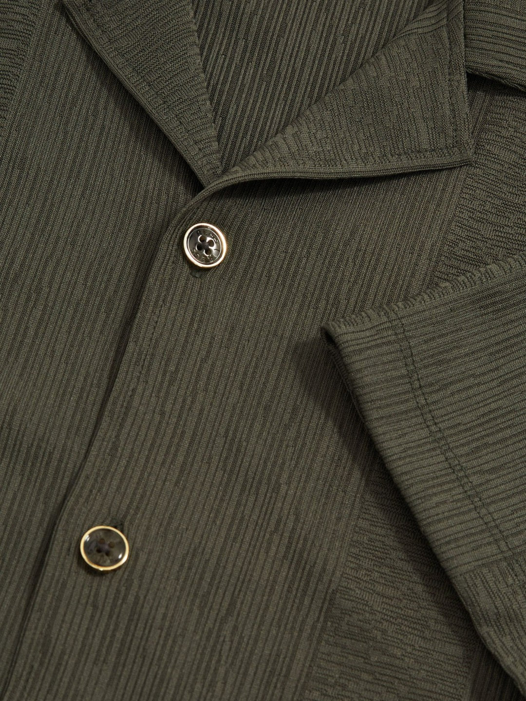 Jacquard-Stripe Cuban-Collar Shirt in Dark Green | Reiss Men Featured