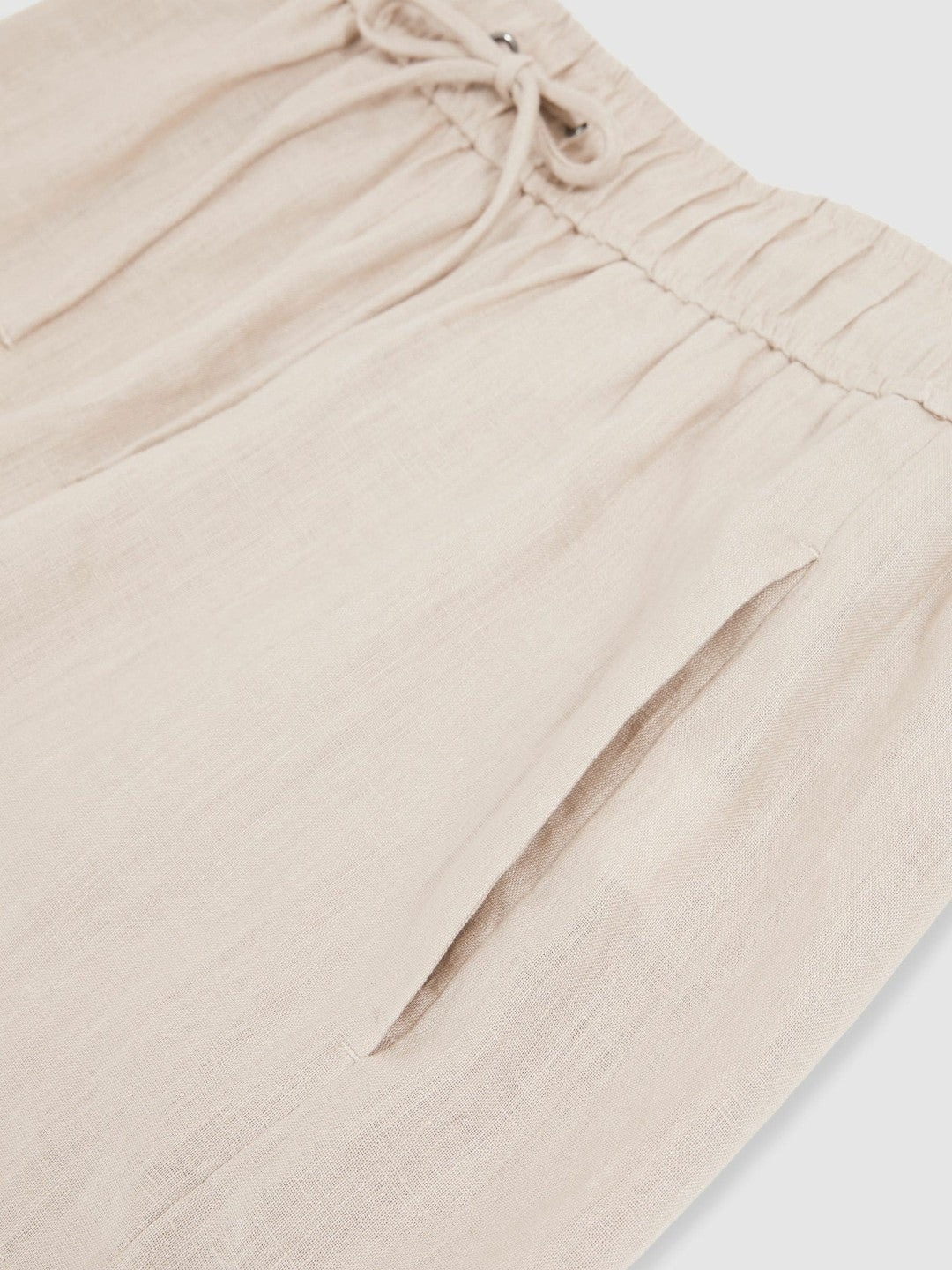 Linen-Blend Drawstring Shorts in Neutral | Reiss Women Signature