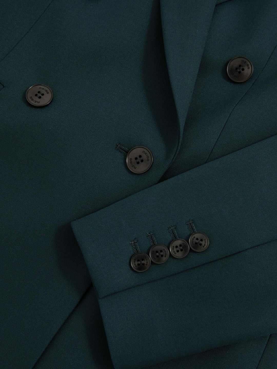 Wool-Blend Double-Breasted Suit Blazer in Green | Reiss Women Recommended