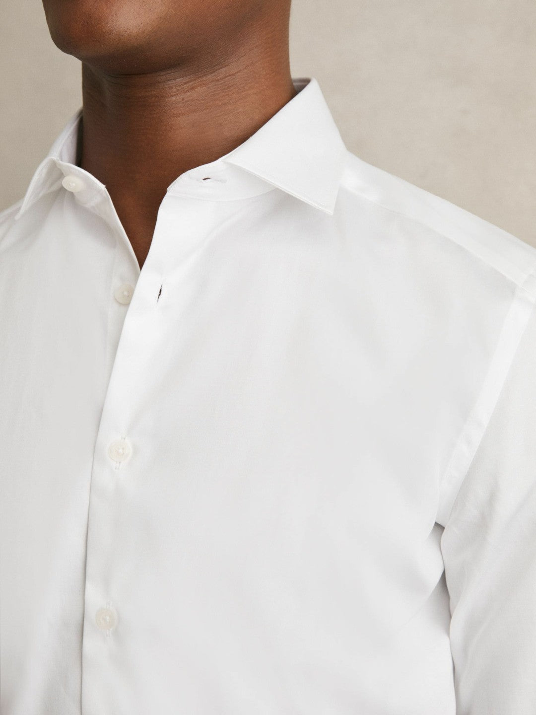Slim Fit Cotton Sateen Shirt in White | Reiss Men Best Seller