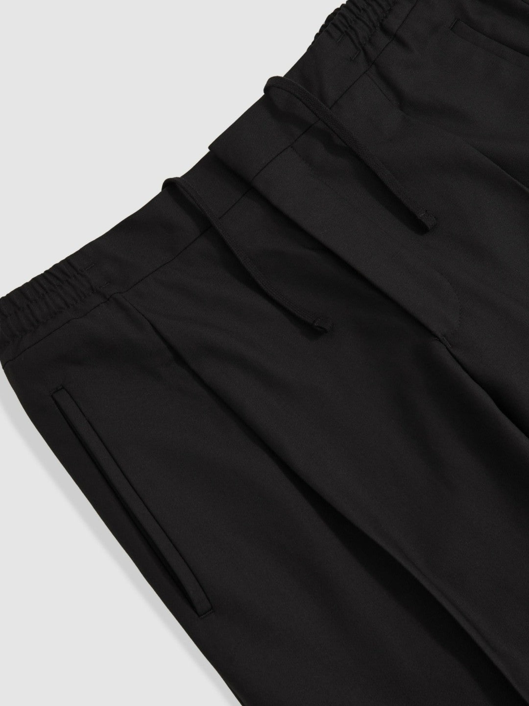 Tapered Drawstring Tailored Trousers in Black | Reiss Men New
