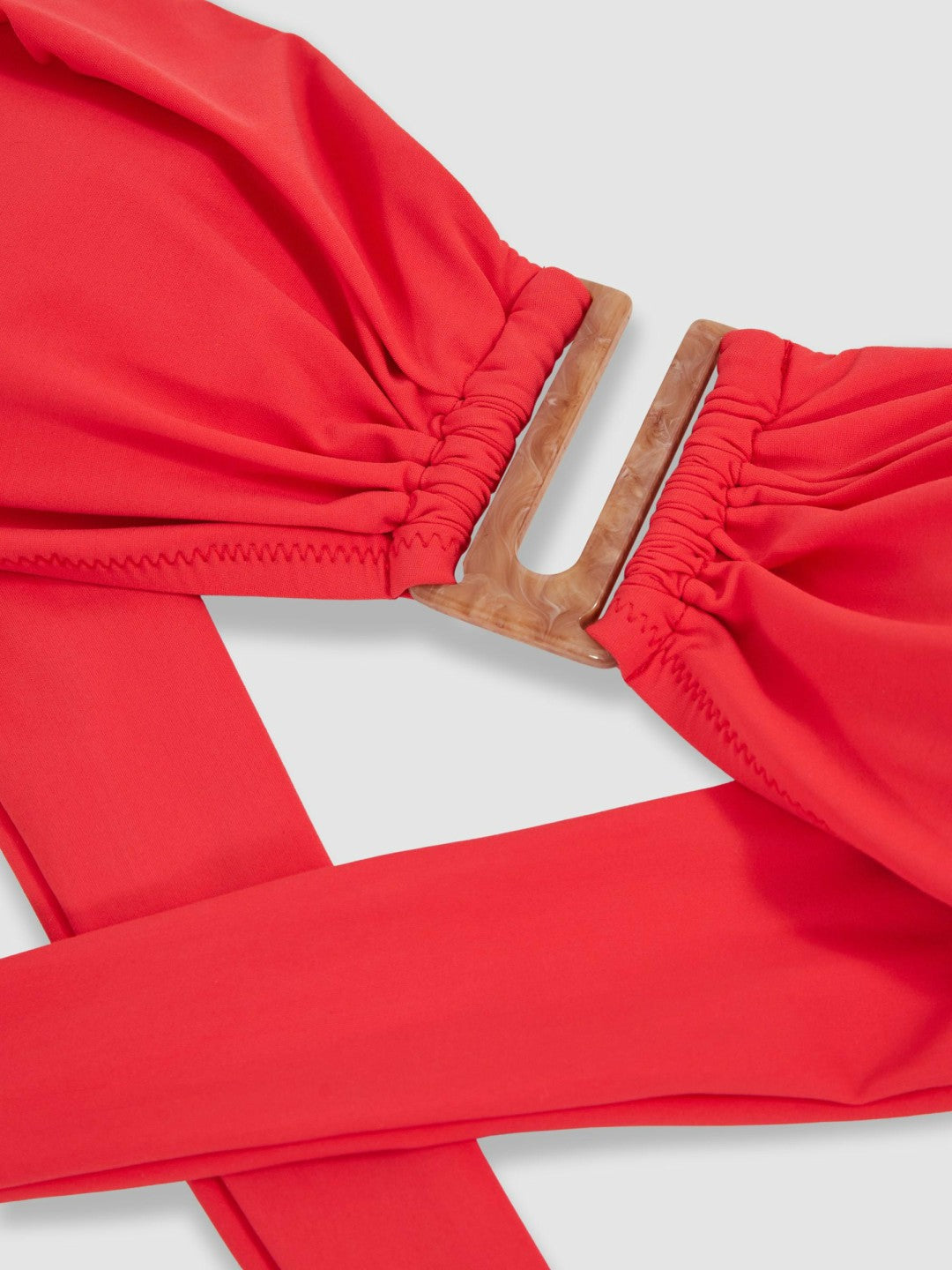 Removable Strap Bandeau Bikini Top in Coral Red | Reiss Women Premium