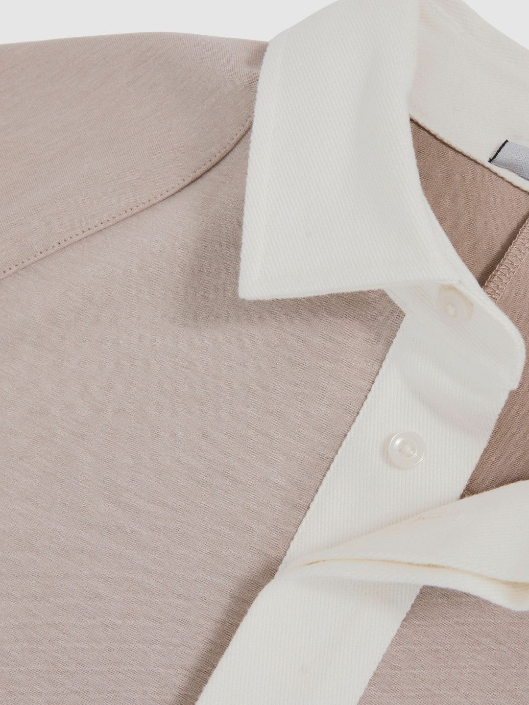 Colour Block Rugby Shirt in Oatmeal/White | Reiss Men Signature