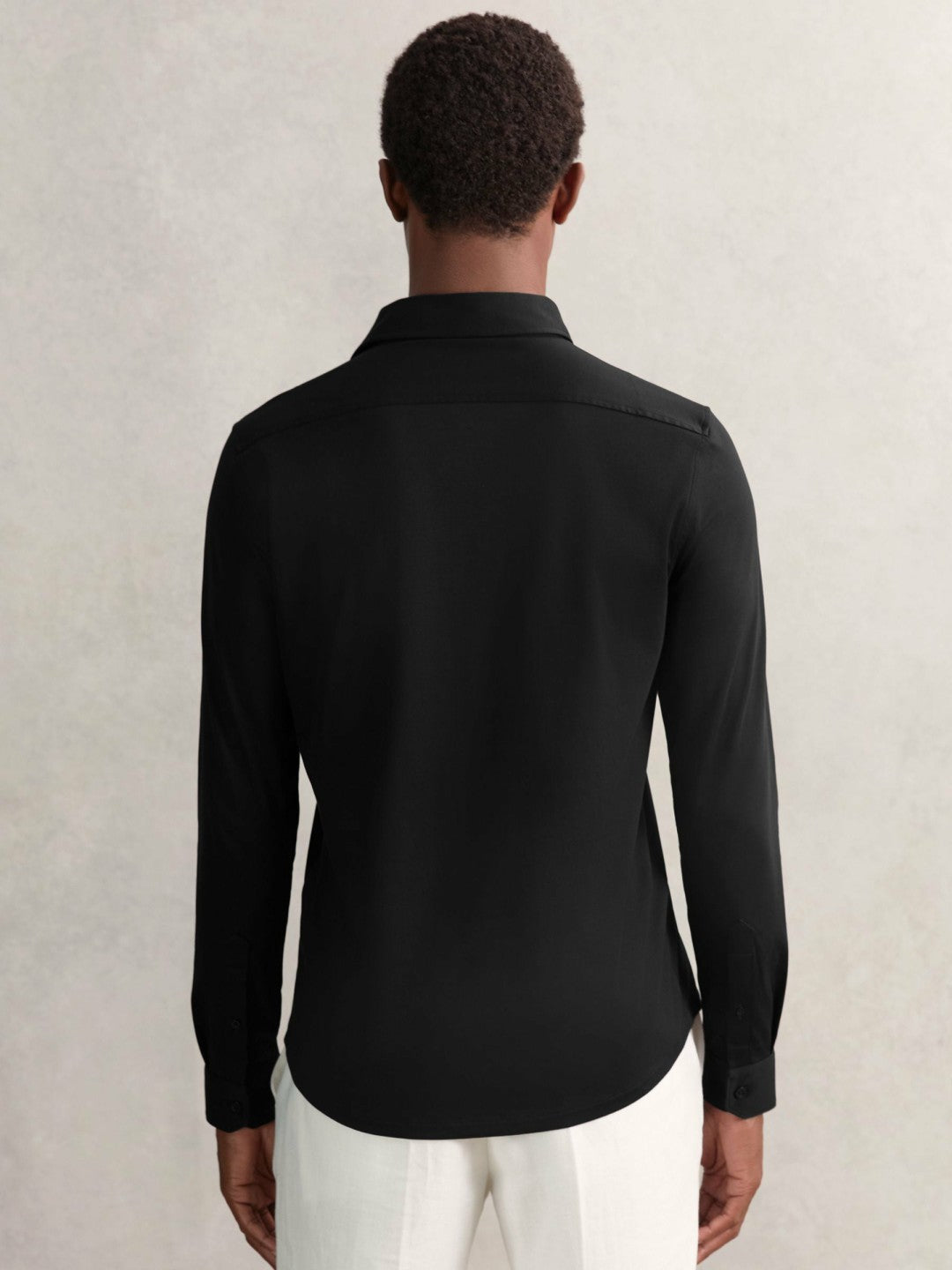 Cotton-Jersey Button-Through Shirt in Black | Reiss Men Popular