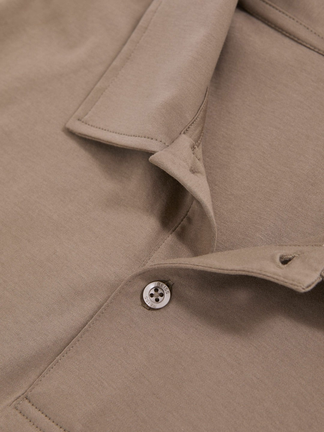 Cotton Short-Sleeve Polo Shirt in Taupe Brown | Reiss Men New