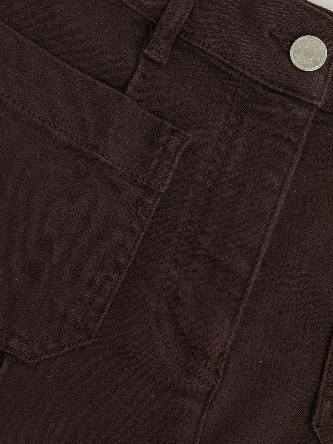 Petite Patch-Pocket Flared Jeans in Burgundy | Reiss Women New