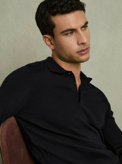 Merino Wool Polo Shirt in Navy | Reiss Men Recommended