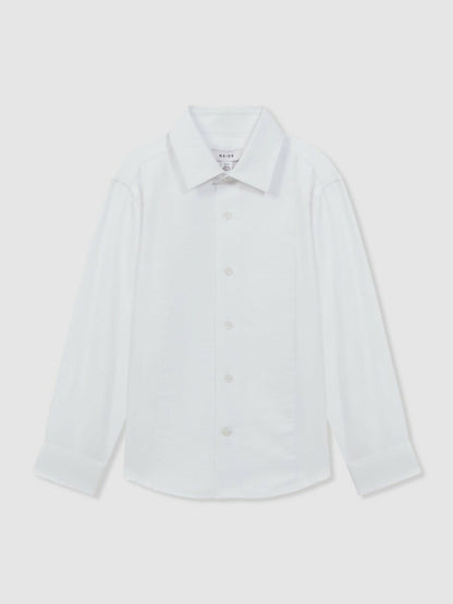 3-9 yrs Slim Fit Textured Bib Dinner Shirt in White | Reiss Children & Baby Signature