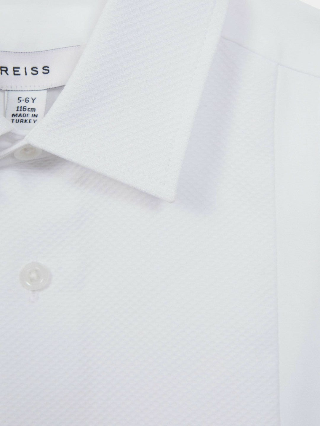 3-9 yrs Slim Fit Textured Bib Dinner Shirt in White | Reiss Children & Baby Signature