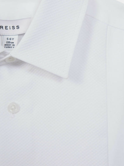 3-9 yrs Slim Fit Textured Bib Dinner Shirt in White | Reiss Children & Baby Signature