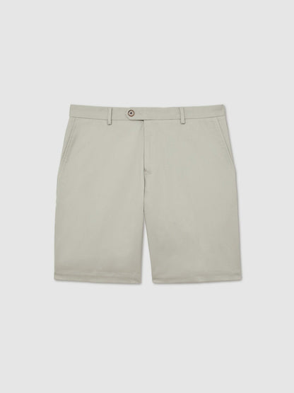 Cotton Chino Shorts With Stretch in Soft Sage | Reiss Men Exclusive