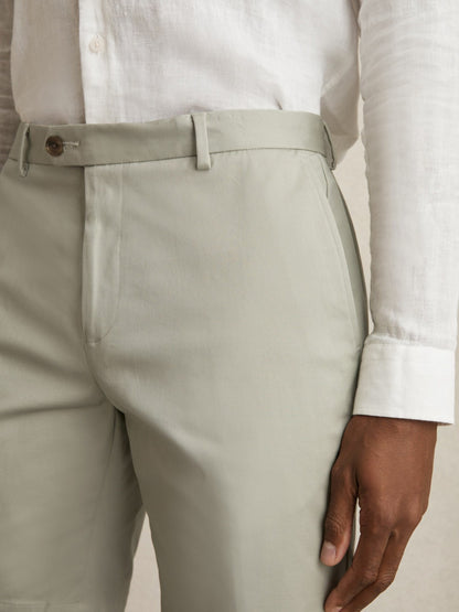 Cotton Chino Shorts With Stretch in Soft Sage | Reiss Men Exclusive