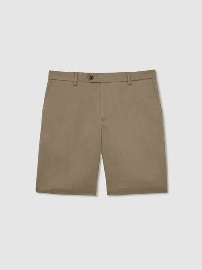 Oe Hampton Cotton Chino Shorts with Stretch in Taupe | Reiss Men Popular