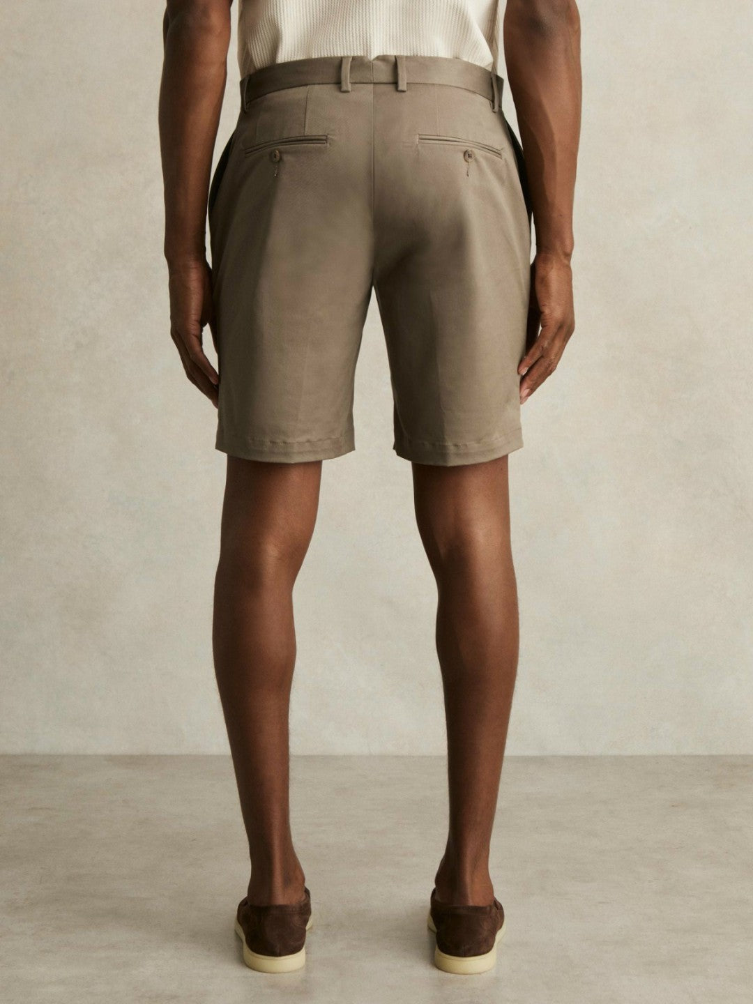 Oe Hampton Cotton Chino Shorts with Stretch in Taupe | Reiss Men Popular