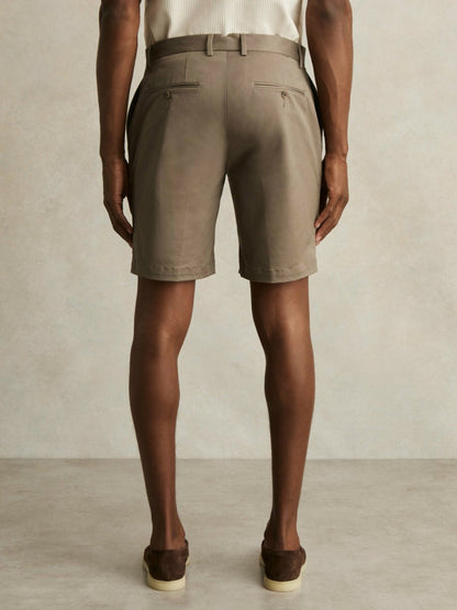 Oe Hampton Cotton Chino Shorts with Stretch in Taupe | Reiss Men Popular