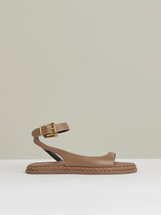 Leather Plait Detail Sandals in Tan | Reiss Women Popular