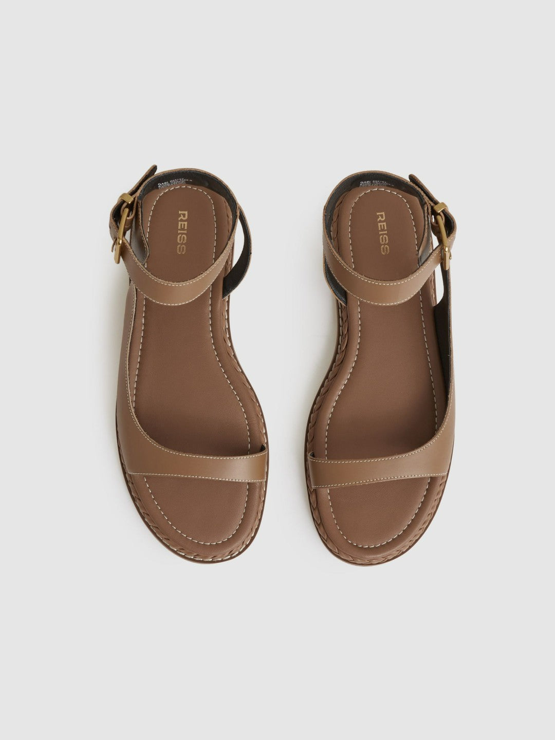 Leather Plait Detail Sandals in Tan | Reiss Women Popular