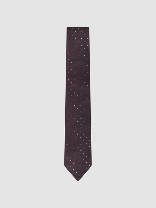 Polka Dot Silk Tie in Burgundy | Reiss Men Recommended