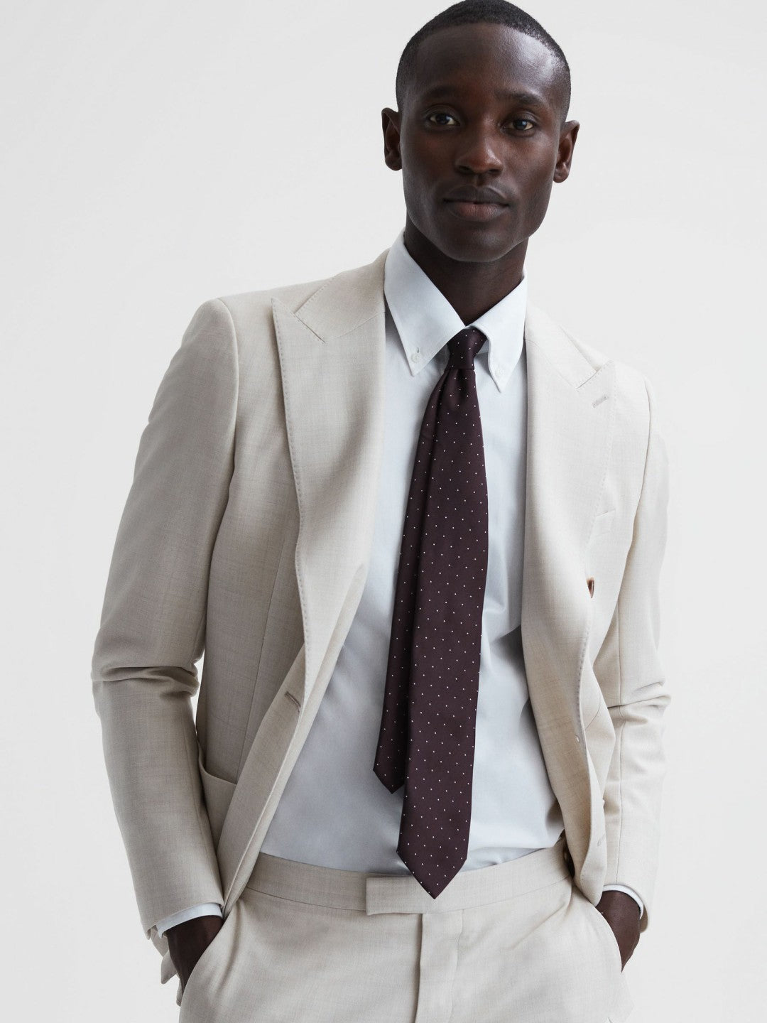 Polka Dot Silk Tie in Burgundy | Reiss Men Recommended