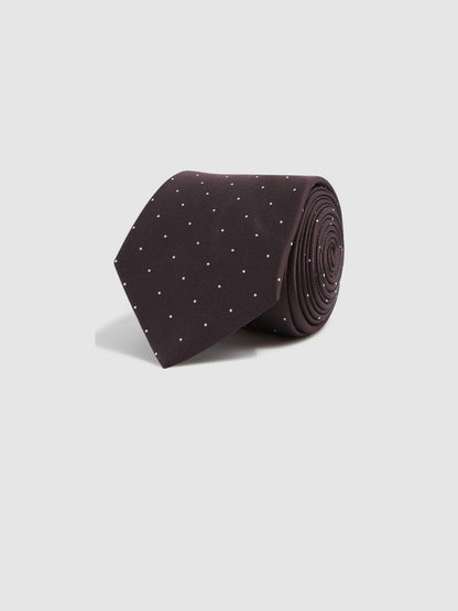 Polka Dot Silk Tie in Burgundy | Reiss Men Recommended