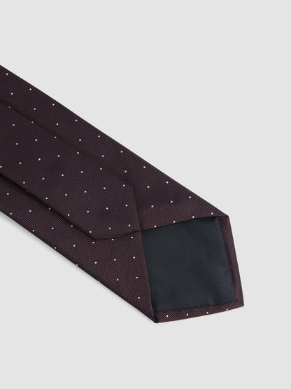 Polka Dot Silk Tie in Burgundy | Reiss Men Recommended
